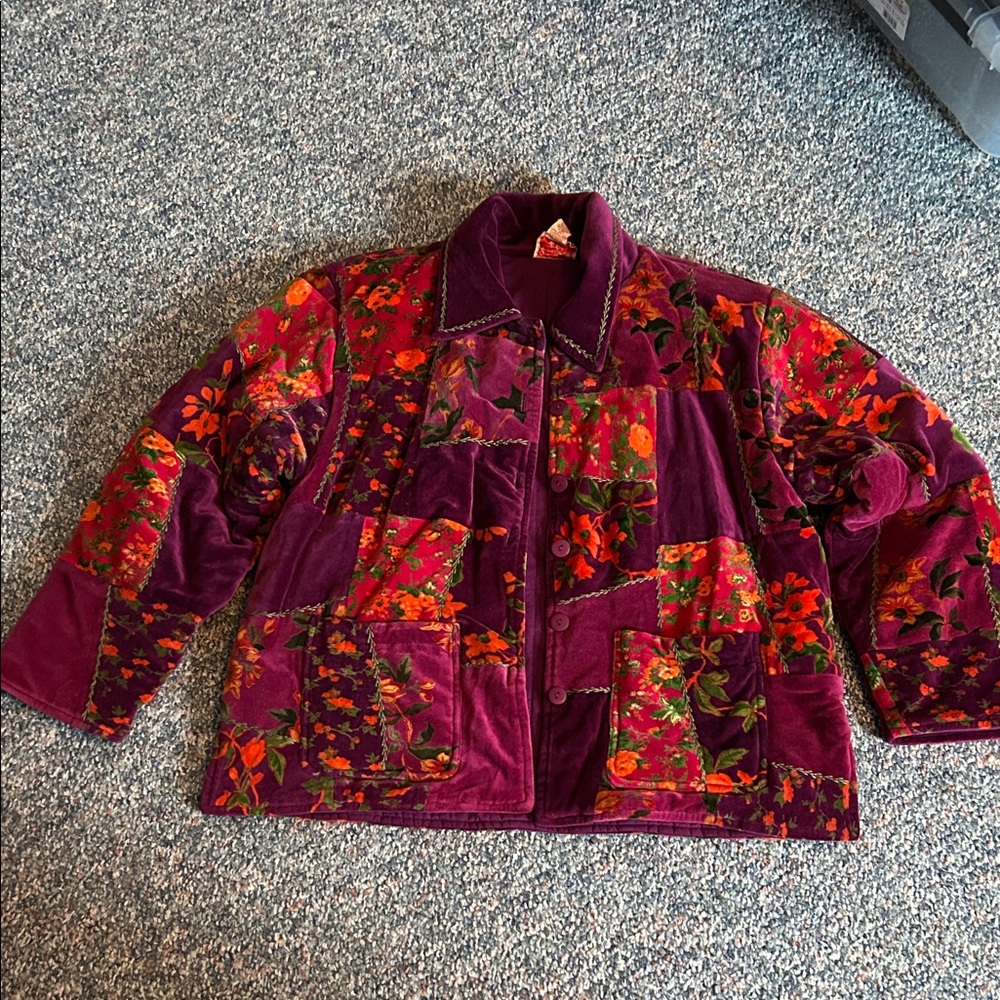 April Cornell Floral Patchwork Velvet Jacket